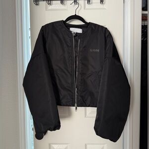 Ganni Black Bomber Jacket for Women